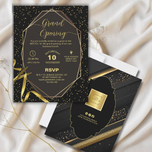 Goud en Zwart Bedrijf Grand opening Uitnodiging