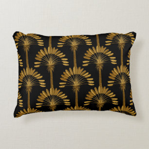 Goud en zwart behangselpapier met een bloempatroon accent kussen