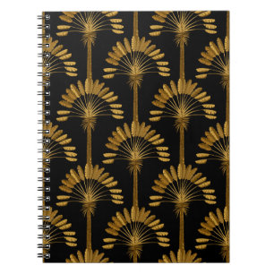 Goud en zwart behangselpapier met een bloempatroon notitieboek