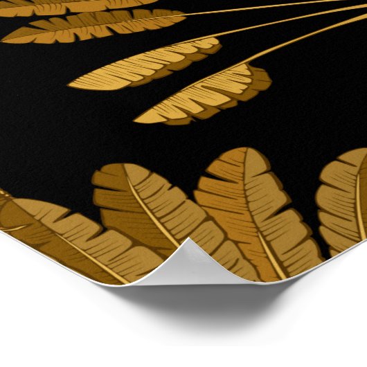 Goud en zwart behangselpapier met een bloempatroon poster (Hoek)