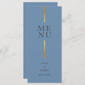 Goud en zwart blauw. Eenvoudig modern huwelijksdin Menu (Voorkant / Achterkant)