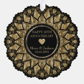 Goud en zwart bloemenmandala bruiloft Jubileum Ornament Kaart (Achterkant)