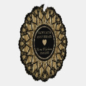 Goud en zwart bloemenmandala bruiloft Jubileum Ornament Kaart (Rechts)