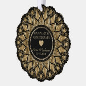 Goud en zwart bloemenmandala bruiloft Jubileum Ornament Kaart (Links)