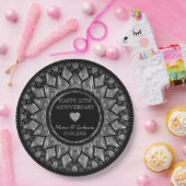 Goud en zwart bloemenmandala bruiloft Jubileum Papieren Bordje (Feest)