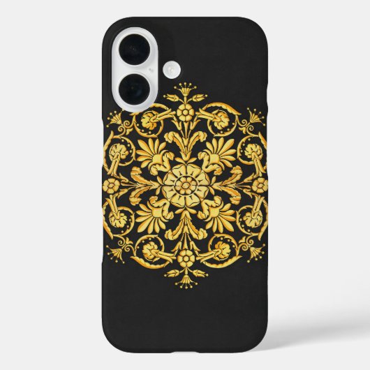 Goud en zwart bloemmotief Case-Mate iPhone case (Achterkant)