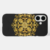 Goud en zwart bloemmotief Case-Mate iPhone case (Achterkant (horizontaal))