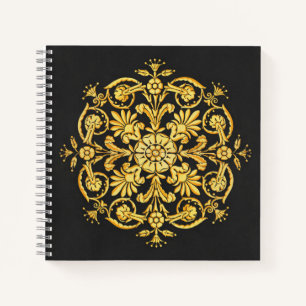 Goud en zwart bloemmotief notitieboek