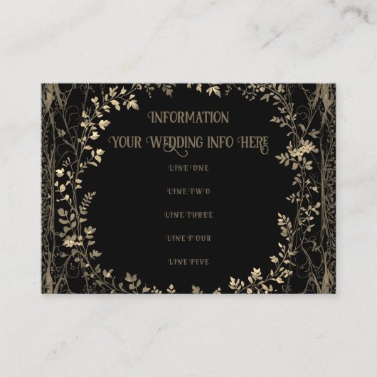 Goud en zwart bloemontwerp informatiekaartje (Voorkant)