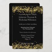 Goud en zwart bokeh bruiloft kaart (Voorkant / Achterkant)