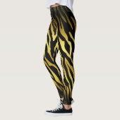 Goud en zwart bontwerk, tijgerstrepen pat leggings (Links)