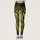 Goud en zwart bontwerk, tijgerstrepen pat leggings (Voorkant)