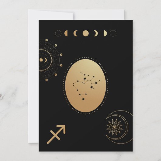 Goud en zwart Boogschutter Zodiac Baby shower Kaart (Achterkant)