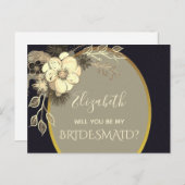 Goud en zwart bruidsmeisje voorstel briefkaart (Voorkant / Achterkant)