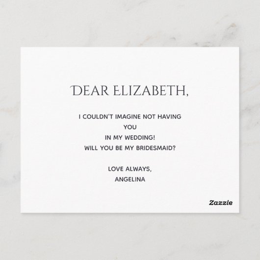 Goud en zwart bruidsmeisje voorstel briefkaart (Achterkant)