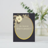 Goud en zwart bruidsmeisje voorstel briefkaart (Staand voorkant)