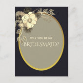 Goud en zwart bruidsmeisje voorstel briefkaart (Voorkant)