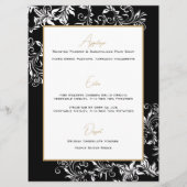 Goud en zwart bruiloft receptie menu (Achterkant)