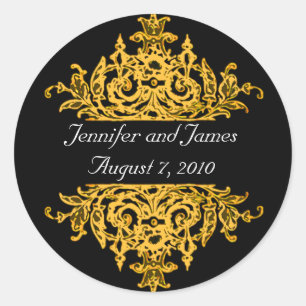 Goud en zwart bruiloft sticker