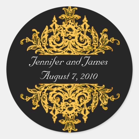Goud en zwart bruiloft sticker (Voorkant)
