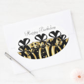 Goud en Zwart Cadeau Cadeaus | Aanpassen Ovale Sticker (Envelop)