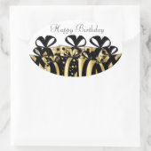 Goud en Zwart Cadeau Cadeaus | Aanpassen Ovale Sticker (Tas)