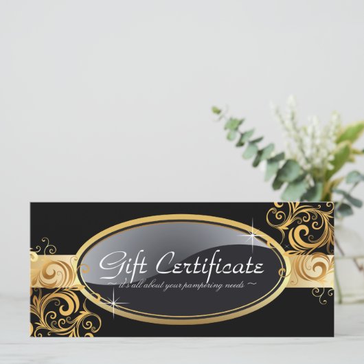 Goud en zwart cadeaubon (Staand voorkant)