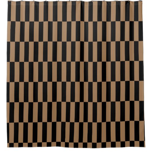 Goud en zwart Checkerboard Checkered Douchegordijn (Voorkant)