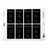 Goud en zwart Cheers Vuurwerk Wijnfles Label (Full Sheet)