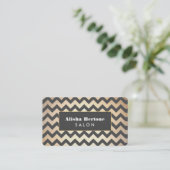 Goud en zwart Chevron Patroon Salon & Spa Visitekaartje (Staand voorkant)
