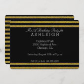 Goud en zwart chique strepen verjaardag kaart (Voorkant / Achterkant)