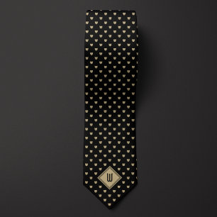 Goud en zwart Classy Cat Monogram Stropdas