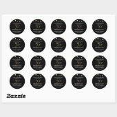 Goud en zwart confetti 70ste verjaardagsfeestje ronde sticker (Vel)