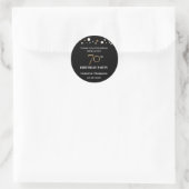 Goud en zwart confetti 70ste verjaardagsfeestje ronde sticker (Tas)