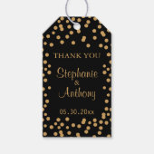 Goud en zwart Confetti bruiloft Cadeaulabel (Voorkant)