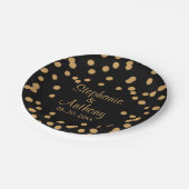 Goud en zwart Confetti bruiloft Papieren Bordje (Gekanteld)