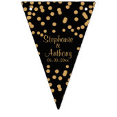 Goud en zwart Confetti bruiloft Vlaggetjes (Eerste vlag)