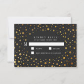Goud en Zwart Confetti Folie Bruiloft RSVP Kaarten (Voorkant)