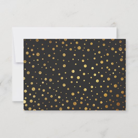 Goud en Zwart Confetti Folie Bruiloft RSVP Kaarten (Achterkant)