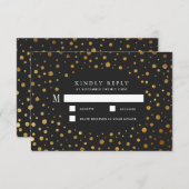 Goud en Zwart Confetti Folie Bruiloft RSVP Kaarten (Voorkant / Achterkant)