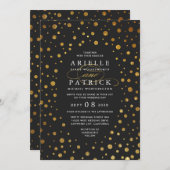 Goud en zwart Confetti Folie bruiloft uitnodiginge Kaart (Voorkant / Achterkant)