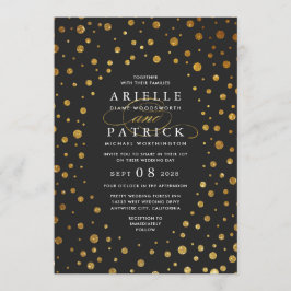 Goud en zwart Confetti Folie bruiloft uitnodiginge Kaart