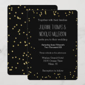 Goud en Zwart Confetti Stippen Bruiloft Kaart (Voorkant / Achterkant)