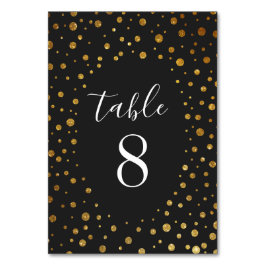Goud en Zwart Confetti Trouwtafel Aantal Kaarten