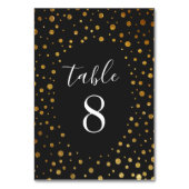 Goud en Zwart Confetti Trouwtafel Aantal Kaarten (Voorkant)