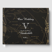 Goud en Zwart Constellatie Bruiloft Gastenboek