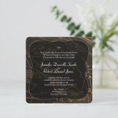 Goud en Zwart Constellatie Bruiloft Kaart (Staand voorkant)