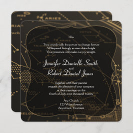 Goud en Zwart Constellatie Bruiloft Kaart