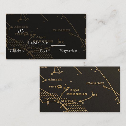 Goud en Zwart Constellatie Bruiloft Plaats Kaarten Plaatskaartje (Voorkant / Achterkant)