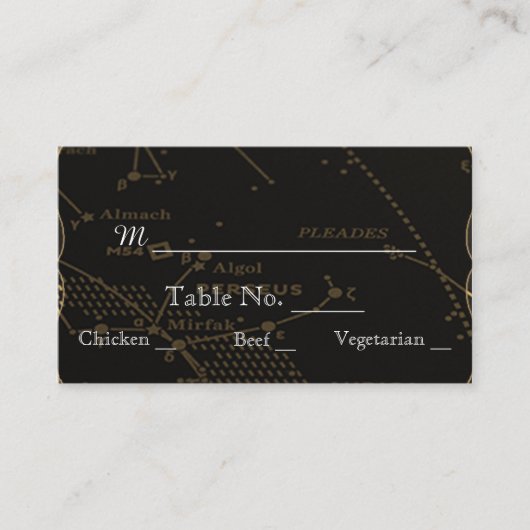 Goud en Zwart Constellatie Bruiloft Plaats Kaarten Plaatskaartje (Voorkant)